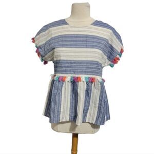 Andree by unit stripe tassel blouse sz small